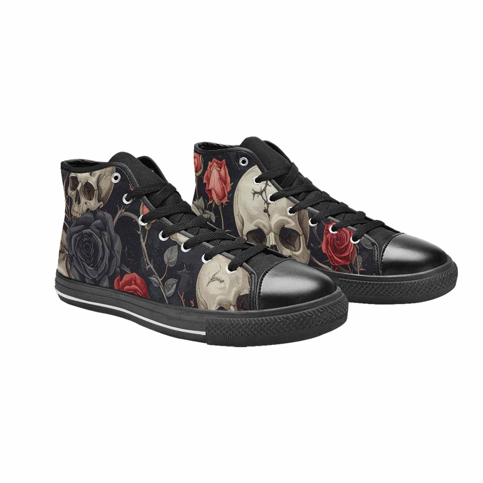 MEN'S Skulls - Roses High Top Canvas Cottagecore Custom Sneakers