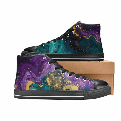 WOMEN'S Marble Galaxy Swirl High Top Canvas Wallpaper Art Sneakers