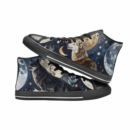 MEN'S Wolf Silhouette Moon High Top Canvas Vivid Shoes