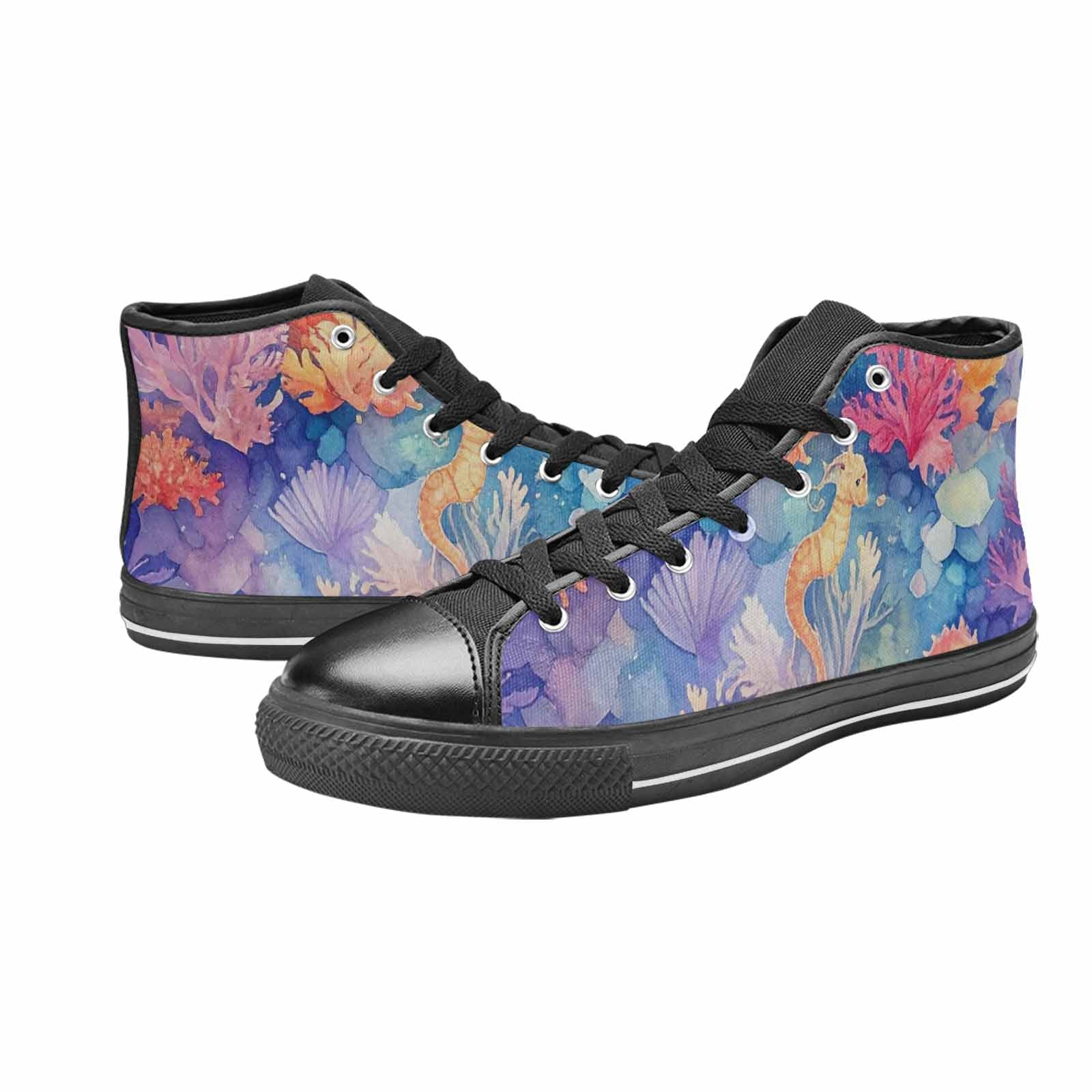 WOMEN'S Fish Scale Coral High Top Canvas Vibrant Chaos Sneakers