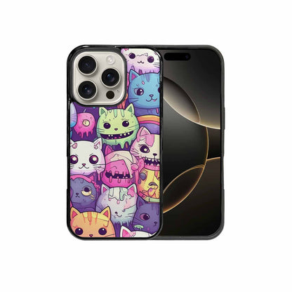 iPhone 16 Pro Case — Pastel Gore Cat Character Pattern Hundreds, Customized Protective Case