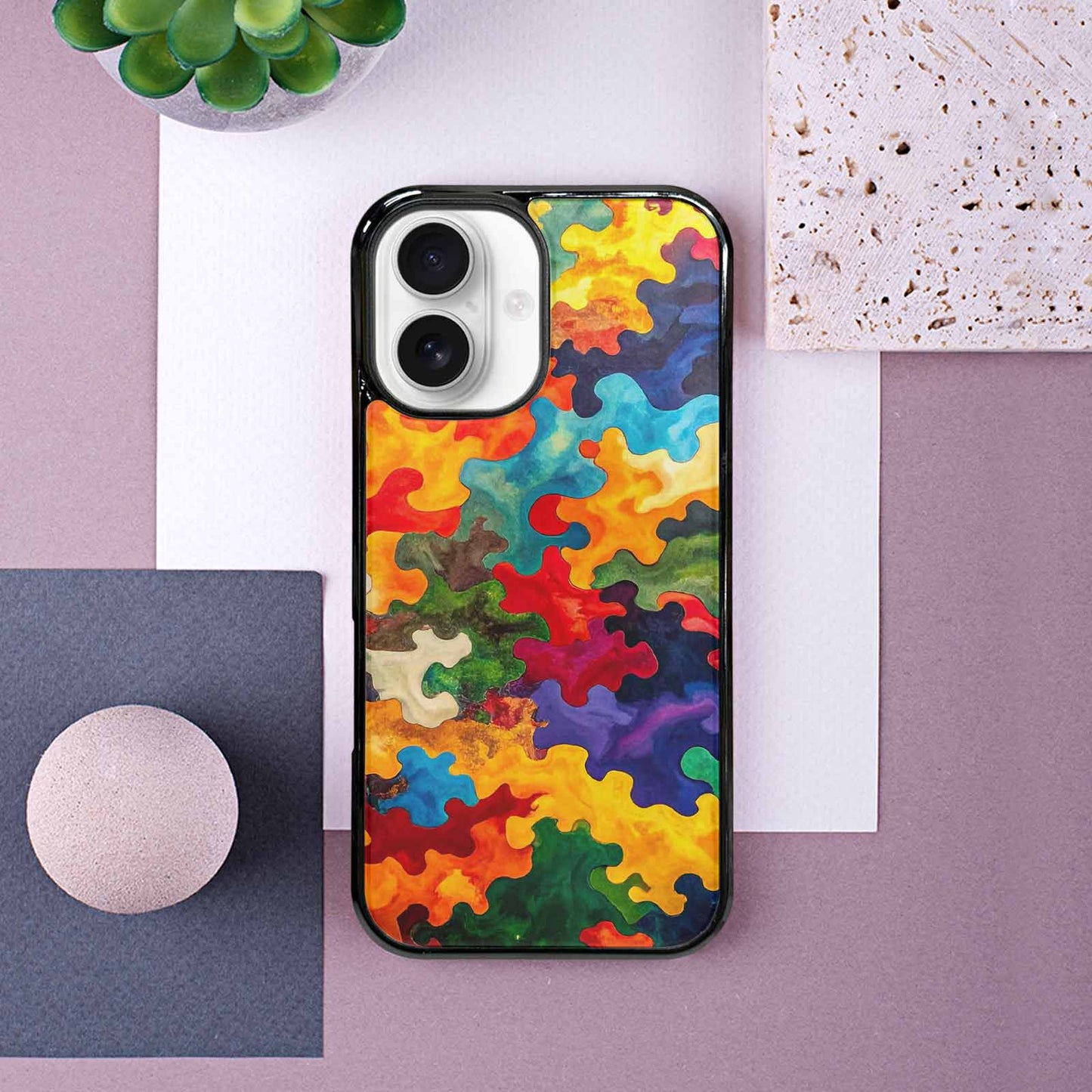 iPhone 16 Case — Camo Patches Full Color Vibrant Camo, Custom Made Phone Cover