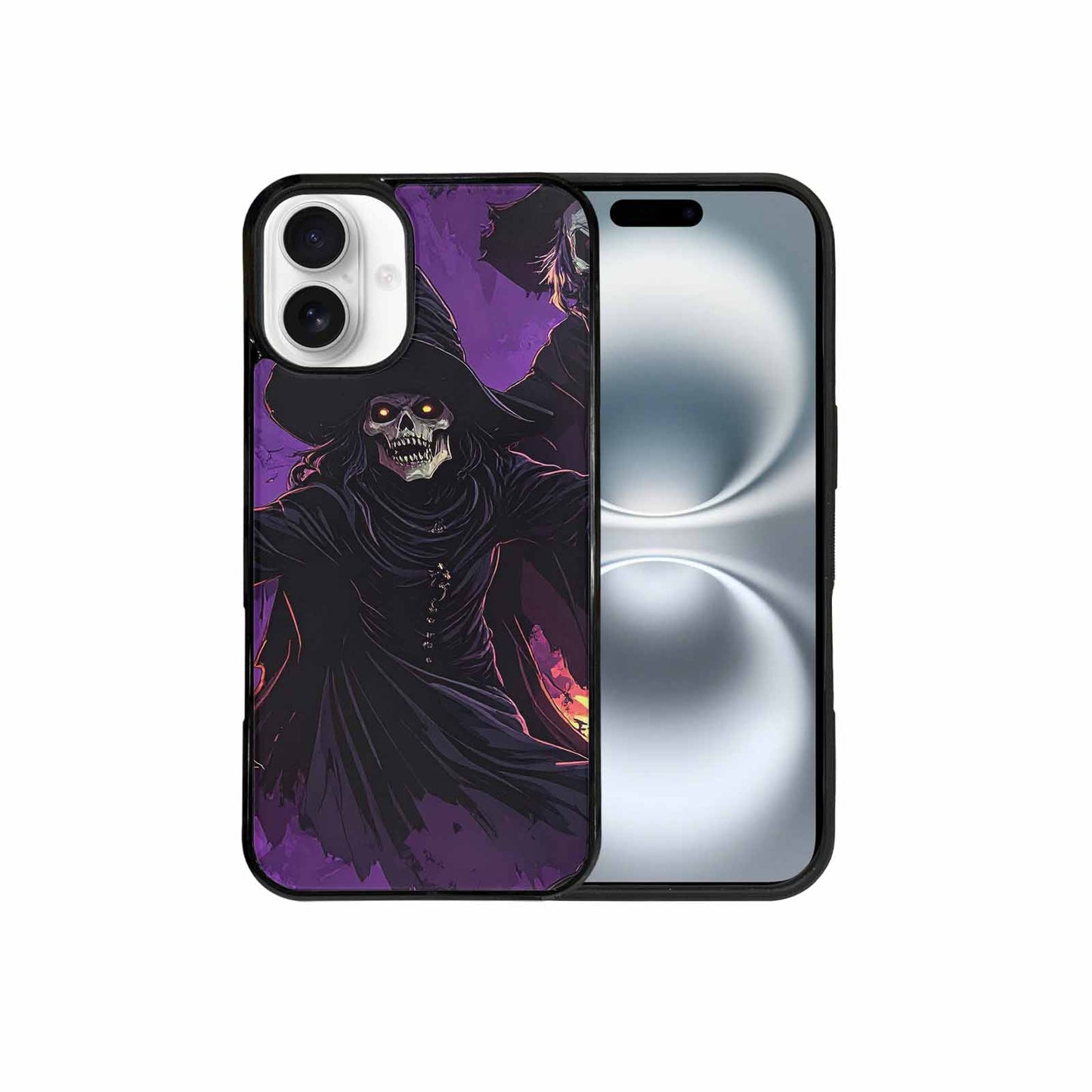 iPhone 16 Plus Case — Scary Horror Halloween Art Print Edge, Original Design Phone Case