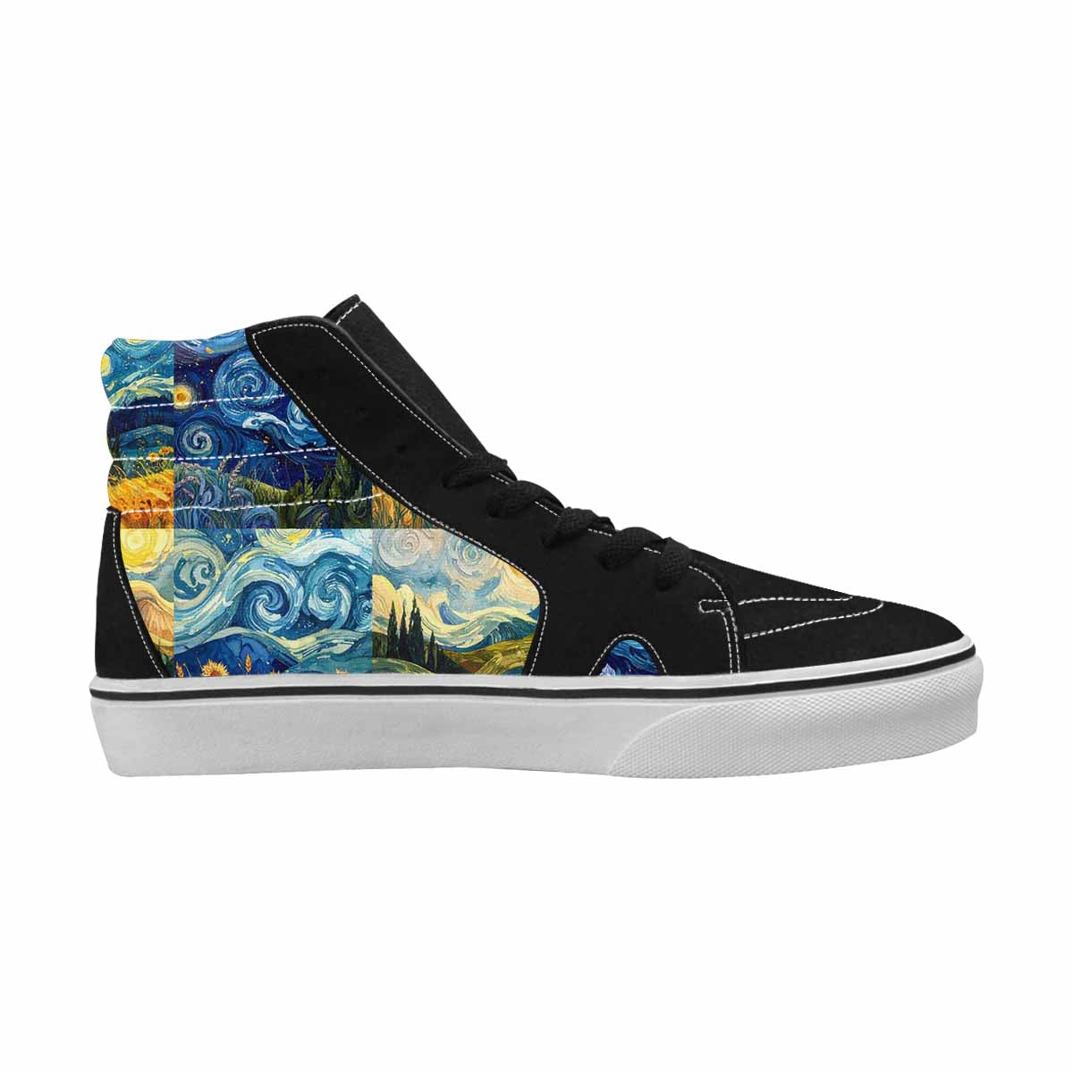 WOMEN'S Van Gogh-Style Swirl High Top Canvas Cottagecore Custom Sneakers