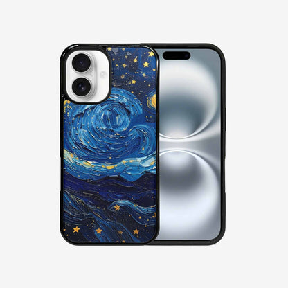 iPhone 16 Case — Swirling Deep Blue Night Sky Filled, Custom Art Phone Cover