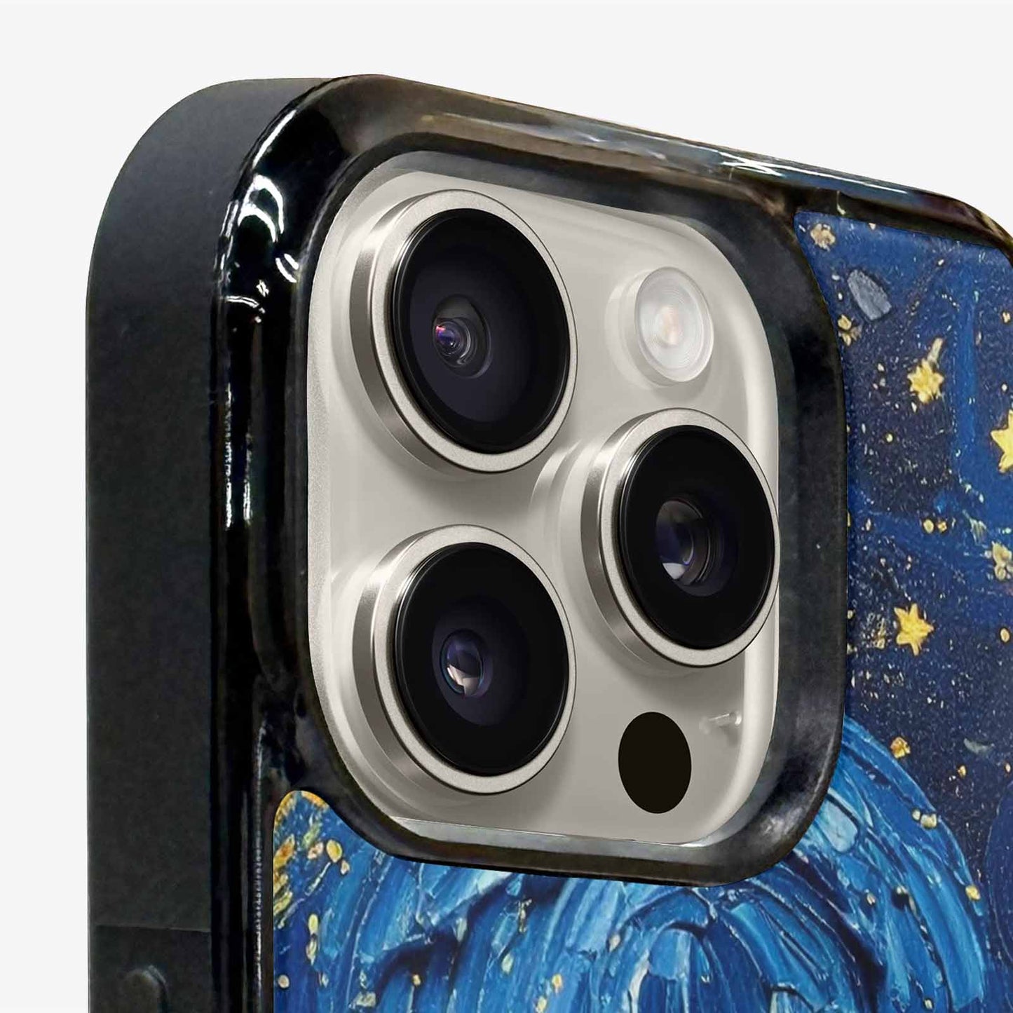 iPhone 16 Pro Case — Swirling Deep Blue Night Sky Filled, Custom Printed Phone Case