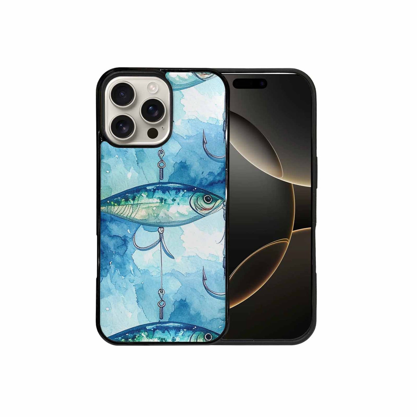 iPhone 16 Pro Max Case — Fishing Lure And Hook Pattern Seamless, Customized Protective Case
