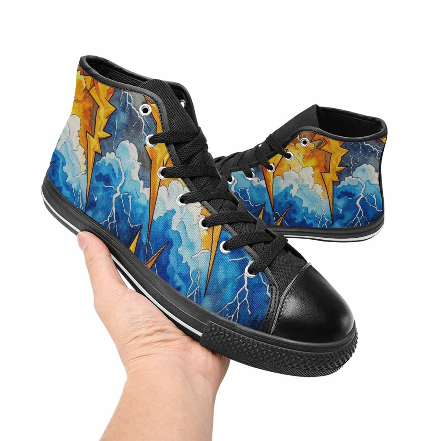 WOMEN'S Lightning Bolt High Top Canvas Neon Fantasy Shoes