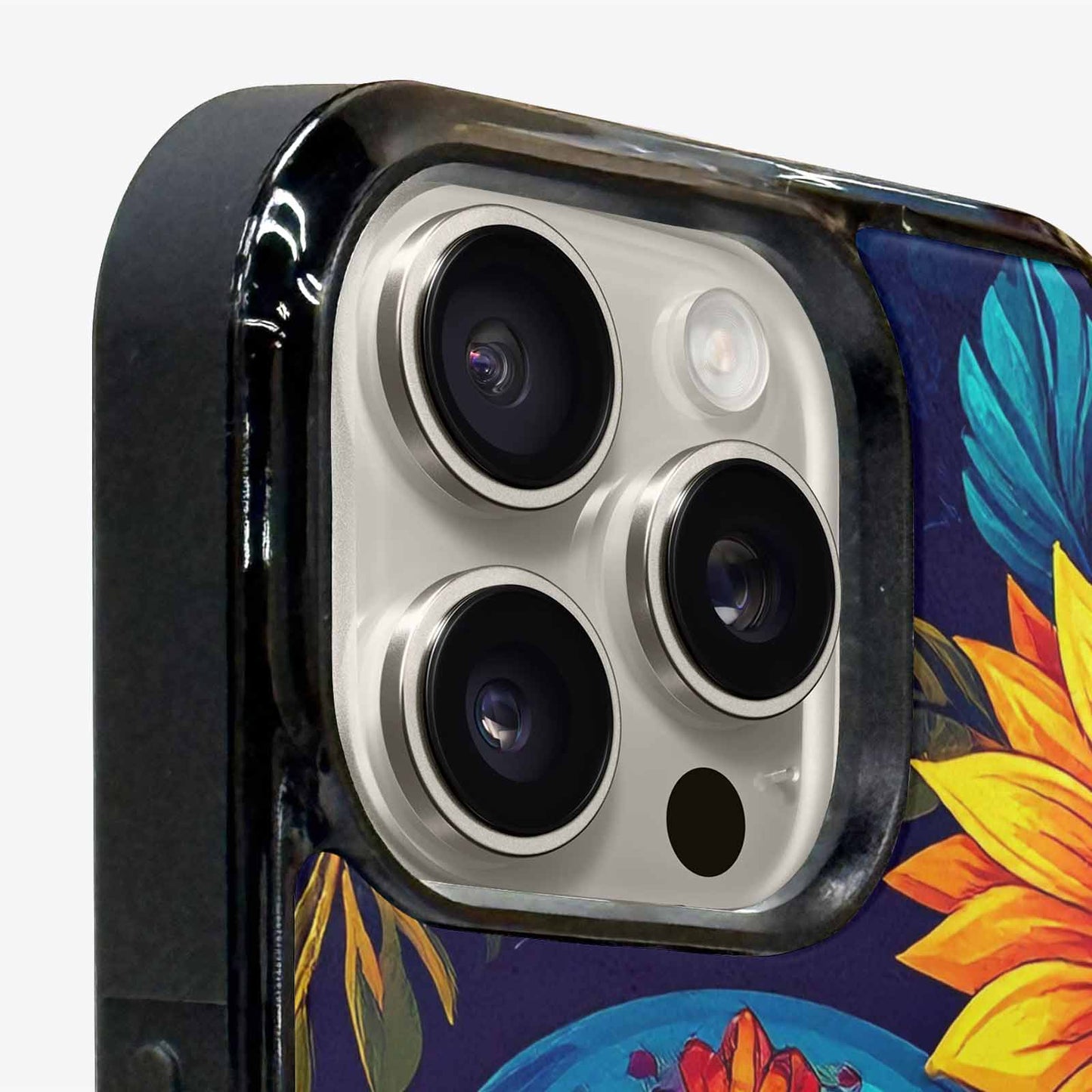 iPhone 16 Pro Case — Sunflower Skulls Print, Custom Art Phone Cover