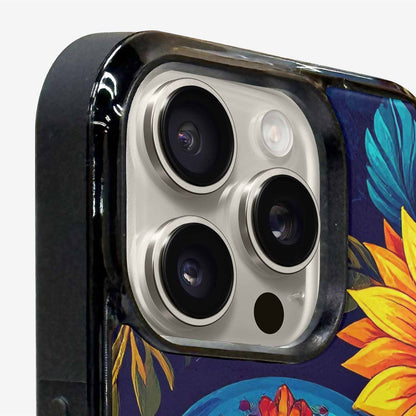 iPhone 16 Pro Case — Sunflower Skulls Print, Custom Art Phone Cover