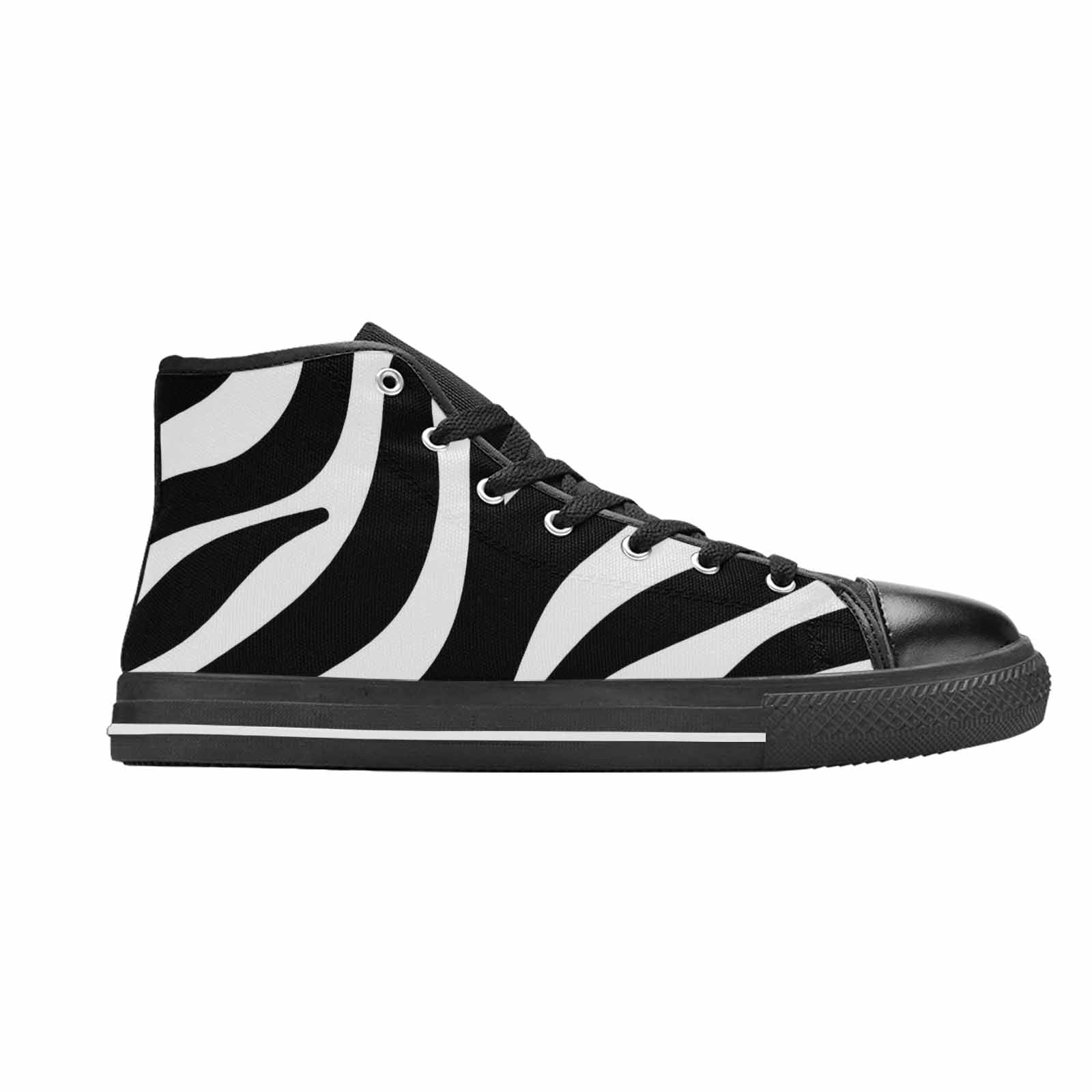 WOMEN'S Zebra Print Black White High Top Canvas Grunge Custom Shoes