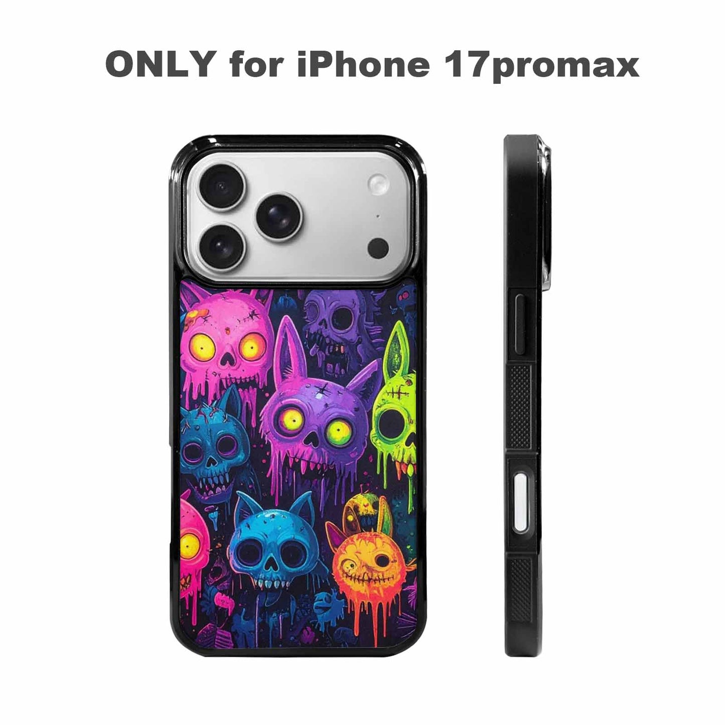 iPhone 17 Pro Max Case — Mixed Toxic Glow Creature Cartoon Cute, Custom Printed Phone Case