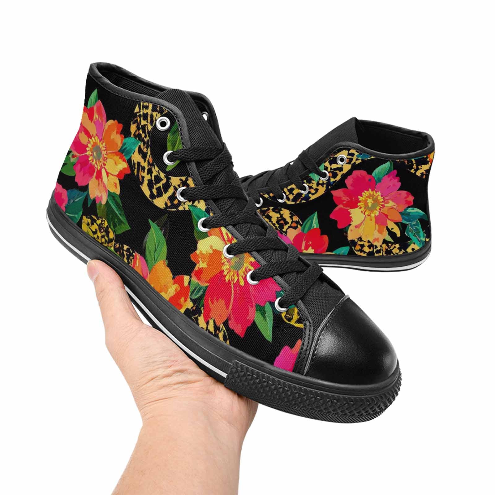 MEN'S Floral Snake Print High Top Canvas Dreamcore Custom Shoes