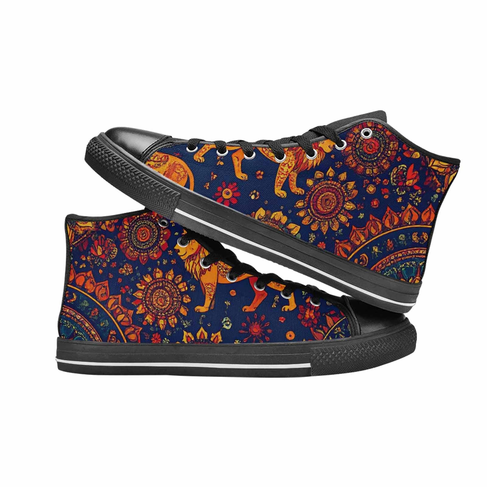 MEN'S Mandala Lions High Top Canvas Vivid Custom Shoes