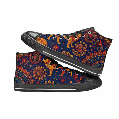 MEN'S Mandala Lions High Top Canvas Vivid Custom Shoes