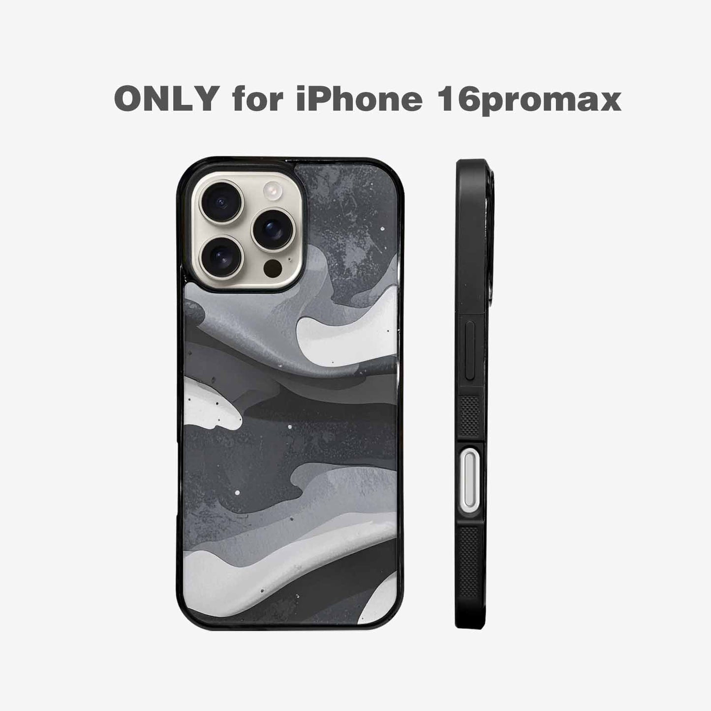 iPhone 16 Pro Max Case — Grey Camo Print, Custom Printed Phone Case