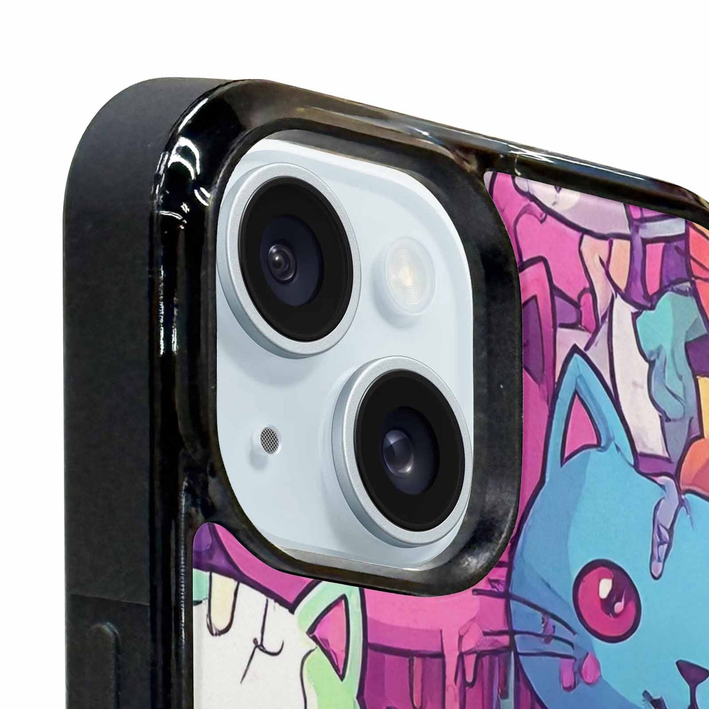 iPhone 15 Case — Pastel Gore Cat Character Pattern Hundreds, Personalized Phone Case