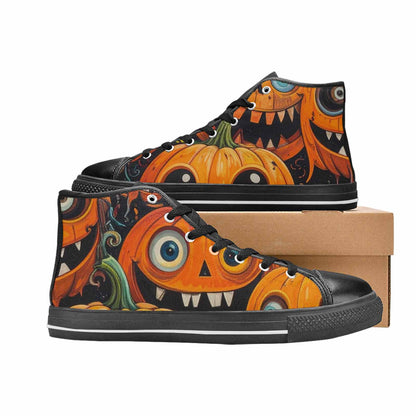 WOMEN'S Cartoon Pumpkin Monster High Top Canvas Vibrant Chaos Custom Sneakers