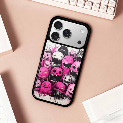 iPhone 17 Pro Case — Monsters General Black Pink Ink Cartoon, Unique Phone Case Design