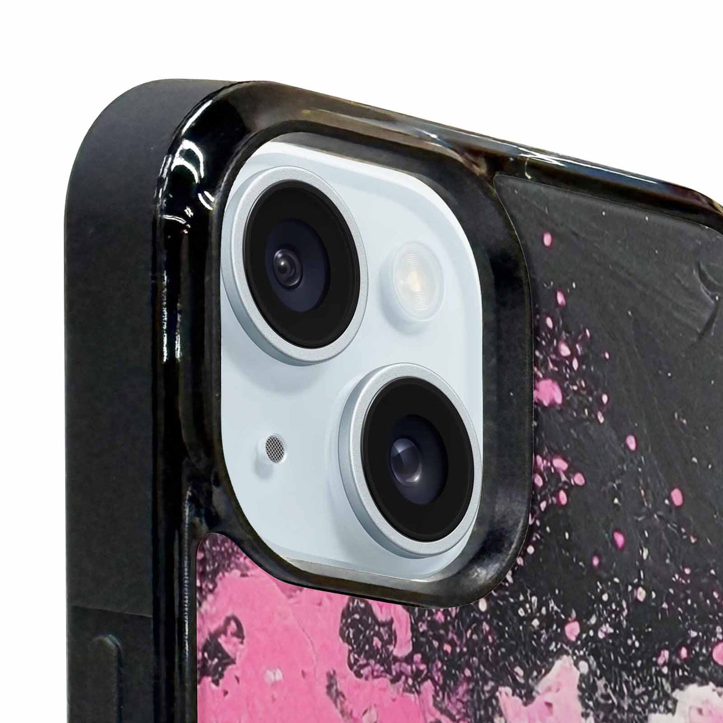 iPhone 15 Plus Case — Van Gogh Swirl Black Pink Ink, Personalized Phone Case