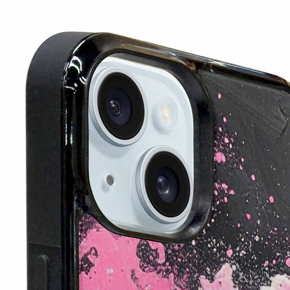 iPhone 15 Plus Case — Van Gogh Swirl Black Pink Ink, Personalized Phone Case