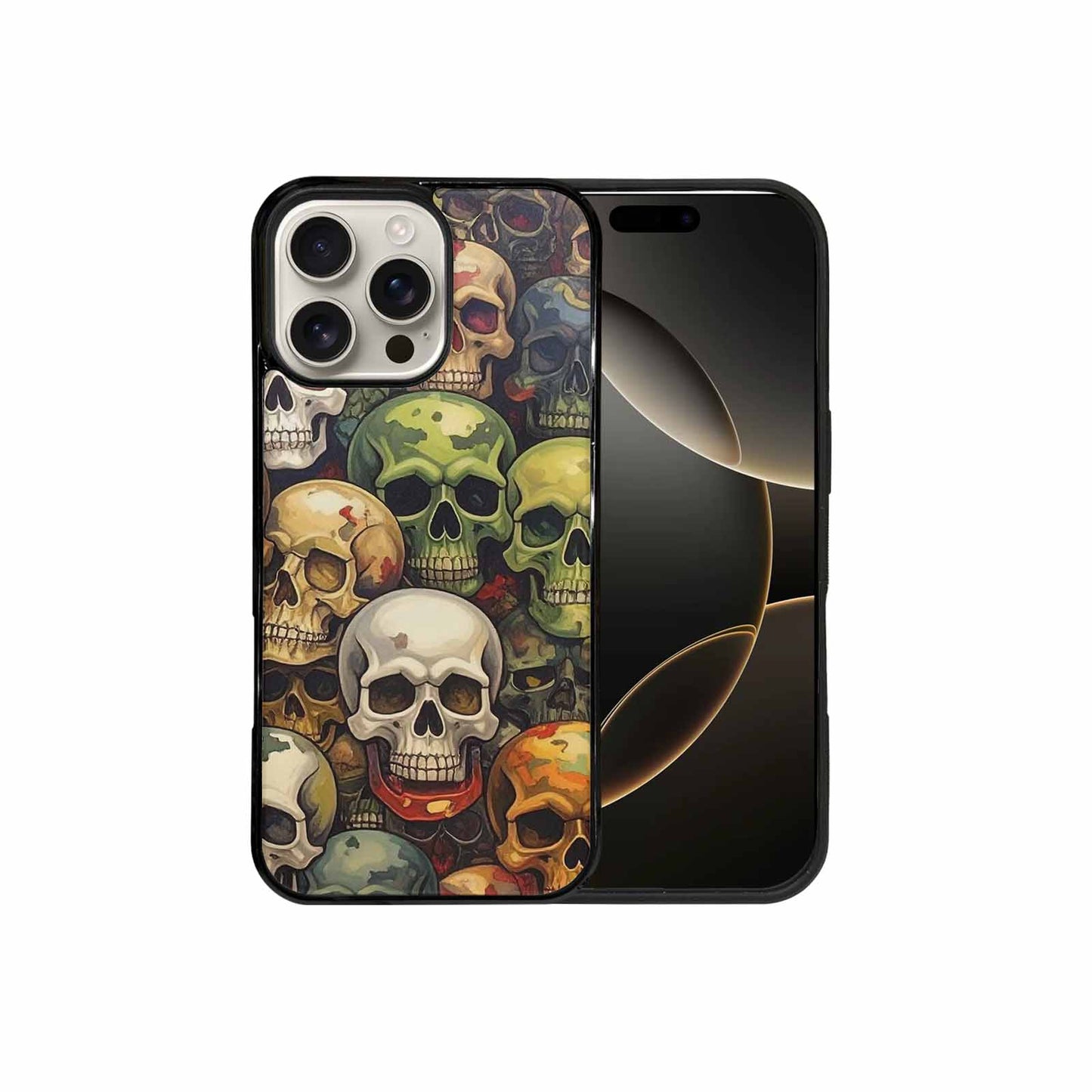 iPhone 16 Pro Max Case — Skulls Pattern Hundreds Of Sma, Personalized Phone Case