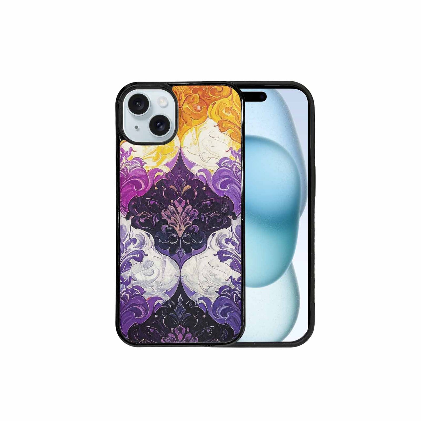 iPhone 15 Plus Case — Nonbinary Flag Color Theme Small Rainbow, Custom Art Phone Cover