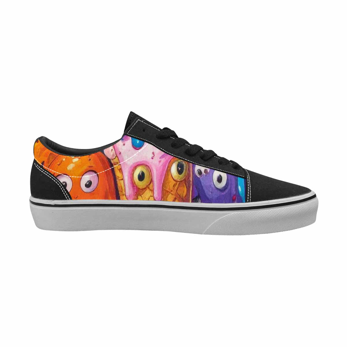 WOMEN'S Melting Ice Cream Monster Lace-Up Canvas Aesthetic Custom Shoes