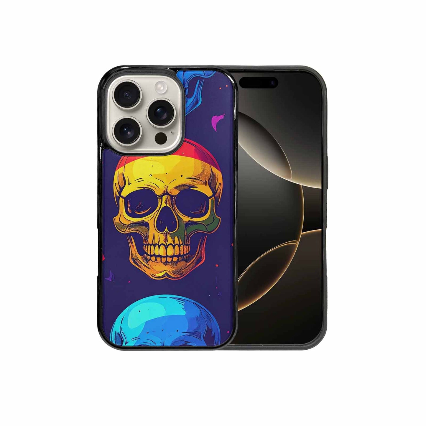 iPhone 16 Pro Case — Pride Flag Skulls Seamless Pattern Vibrant, Custom Print Case Cover