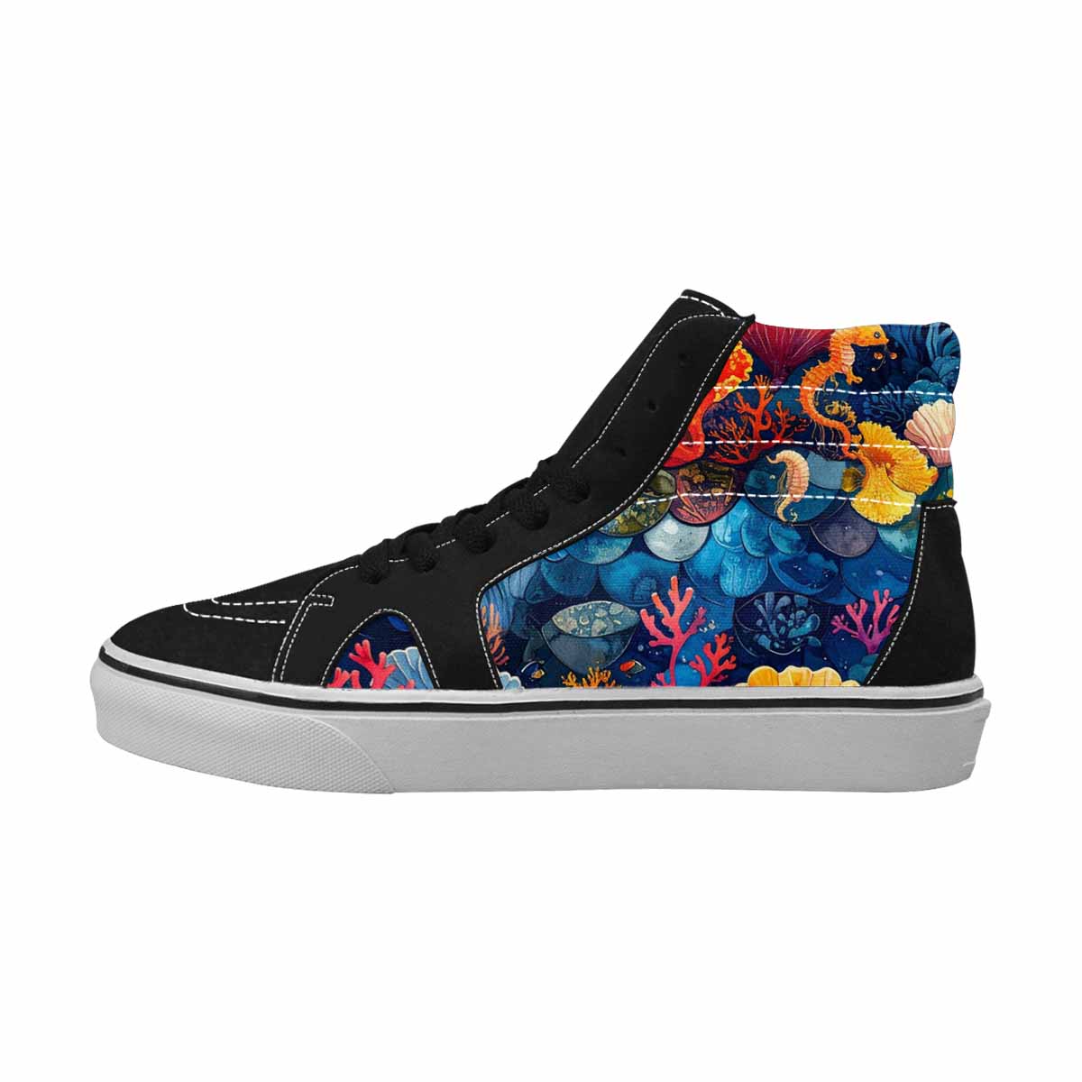 WOMEN'S Fish Scale Coral High Top Canvas Neon Fantasy Custom Shoes