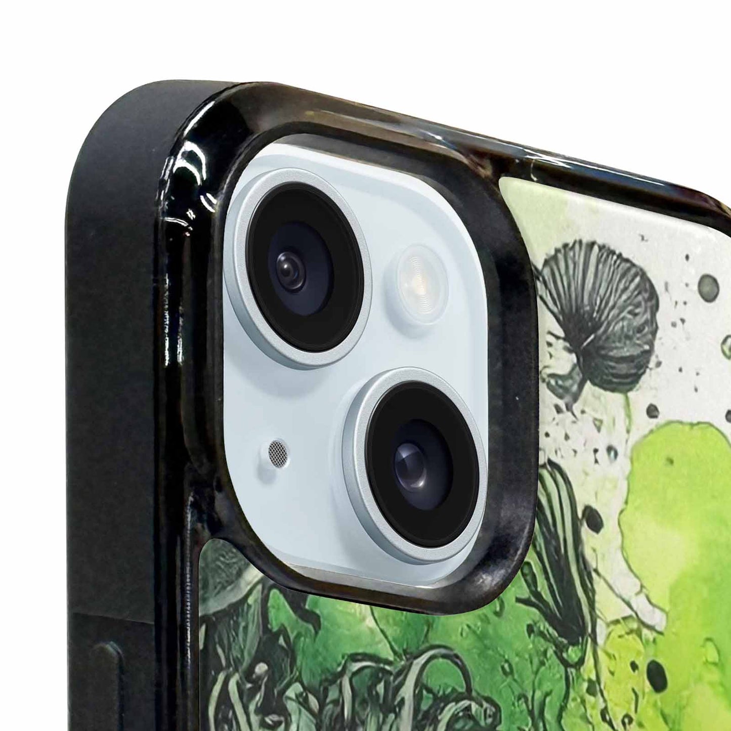 iPhone 15 Plus Case — Sea Creature Burst Black Green Ink, Custom Print Case Cover