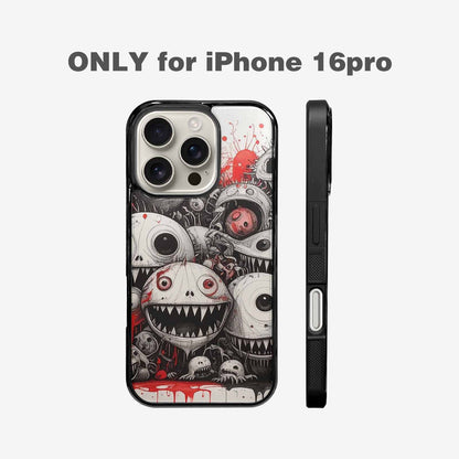 iPhone 16 Pro Case — Multi Eye Monster Black Red Ink, Custom Art Phone Cover