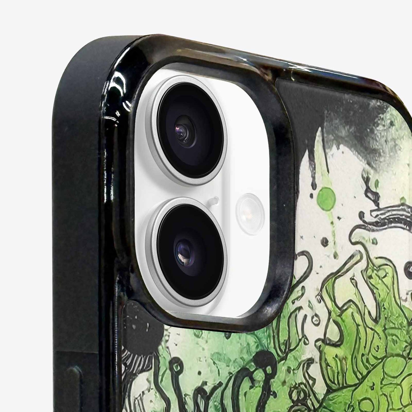 iPhone 16 Case — Sea Creature Burst Black Green Ink, Custom Printed Phone Case