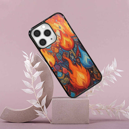 iPhone 15 Pro Max Case — Flame Burst Full Color Vibrant Flame, Custom Printed Phone Case