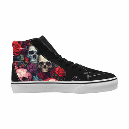 WOMEN'S Skulls High Top Canvas Boutique Wallpaper Art Handmade Custom Shoes