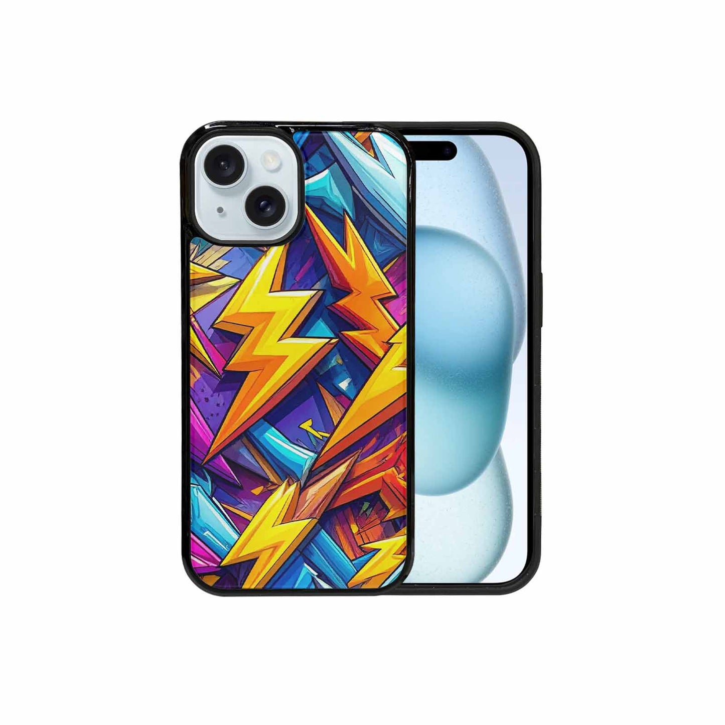 iPhone 15 Case — Lightning Bolt Storm Pattern Hundreds Of, Custom Print Case Cover