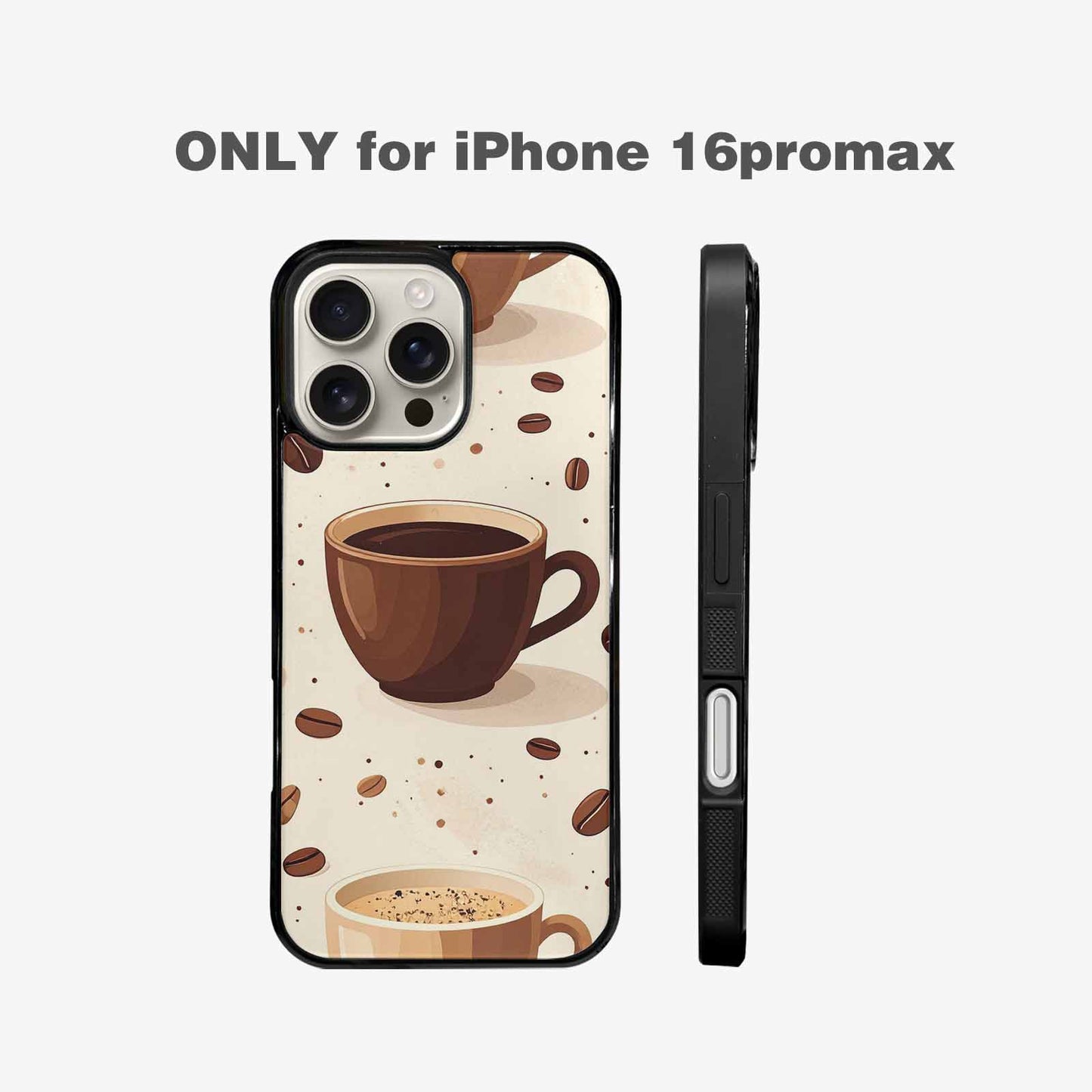 iPhone 16 Pro Max Case — Coffee Cup And Bean Pattern Seamless, Custom Made Phone Cover