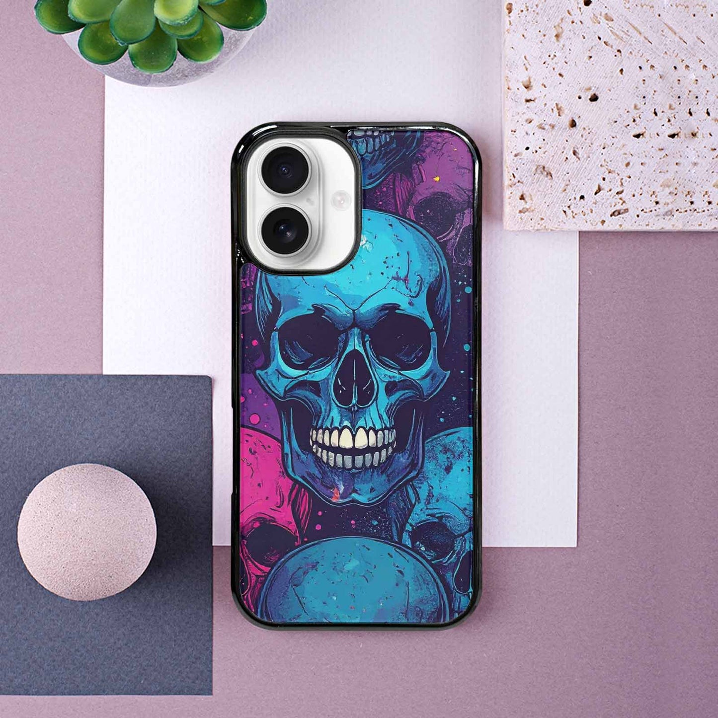 iPhone 16 Case — Skulls Splatter Comic Custom, Custom Art Phone Cover