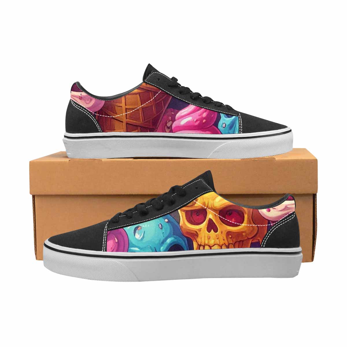 WOMEN'S Ice Cream Monsters  Lace-Up Canvas Cottagecore Sneakers