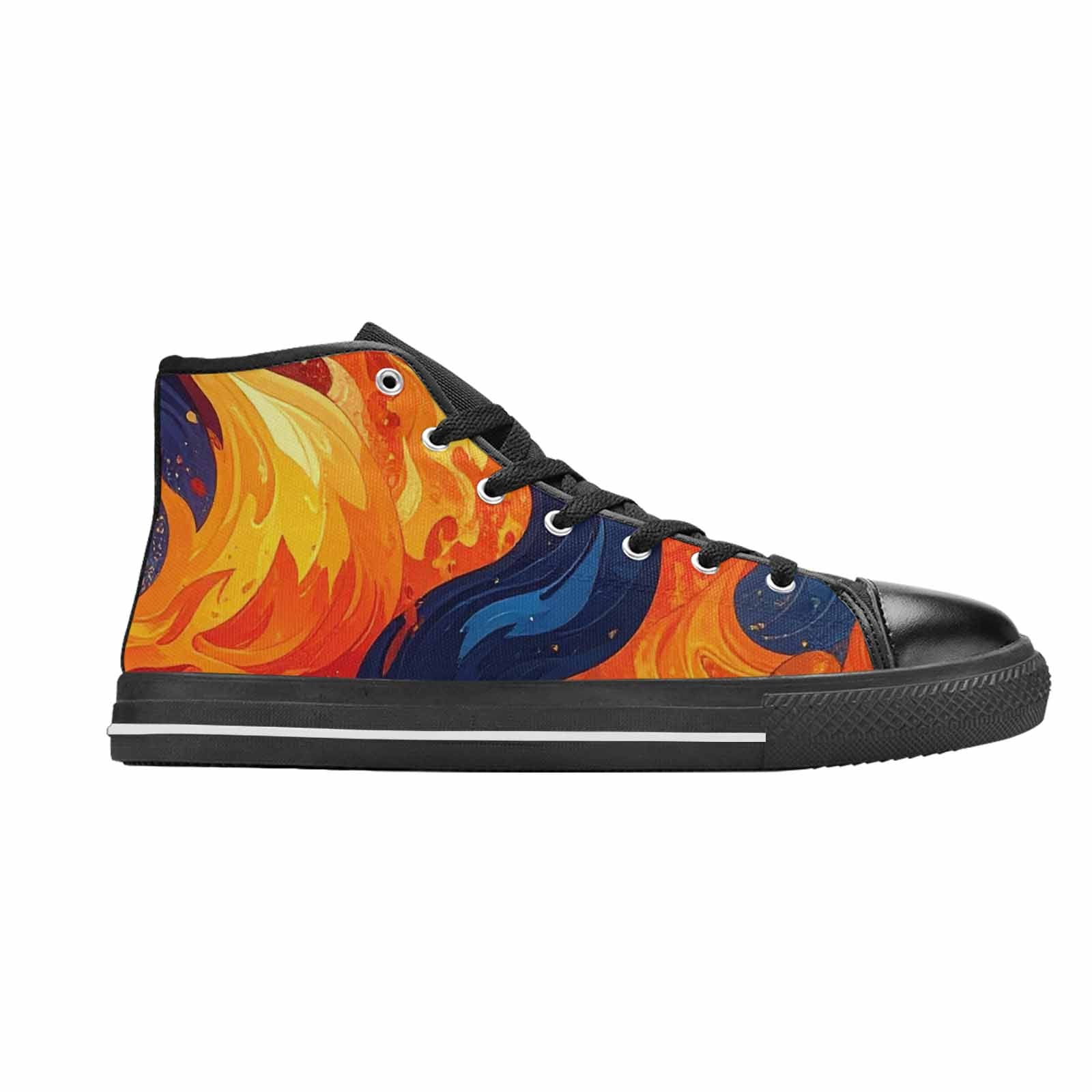 WOMEN'S Fire Flame High Top Canvas Dark Academia Custom Sneakers
