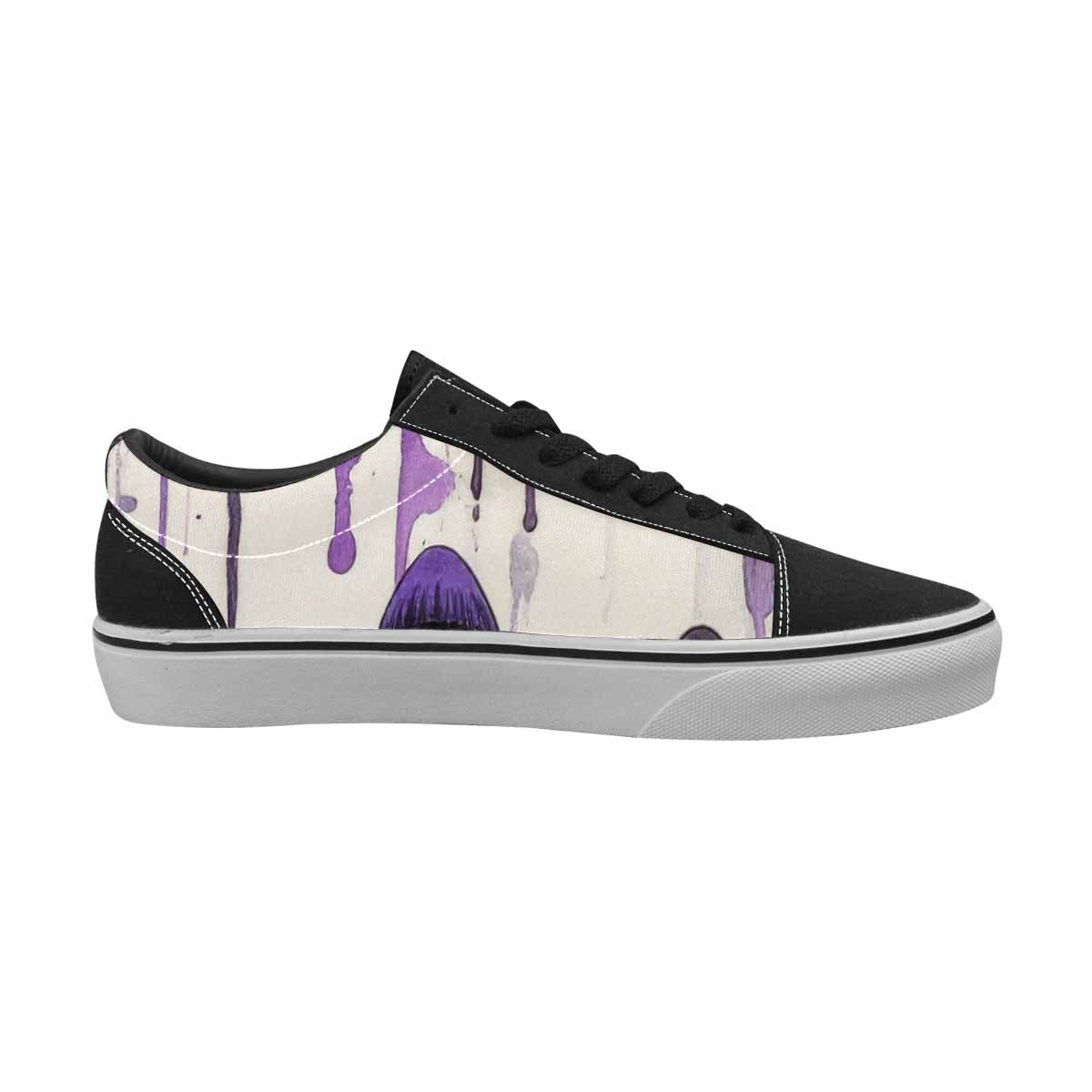 WOMEN'S Rainbow Drip Mushrooms Lace-Up Canvas Melting Art Custom Sneakers