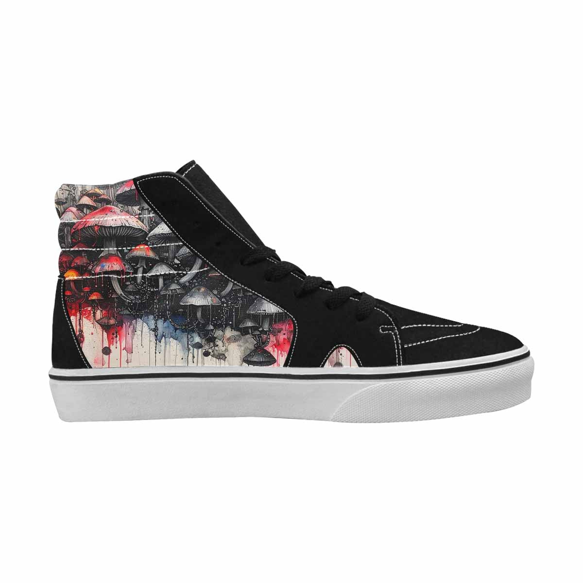 MEN'S Rainbow Drip Mushrooms High Top Canvas Cottagecore Custom Sneakers