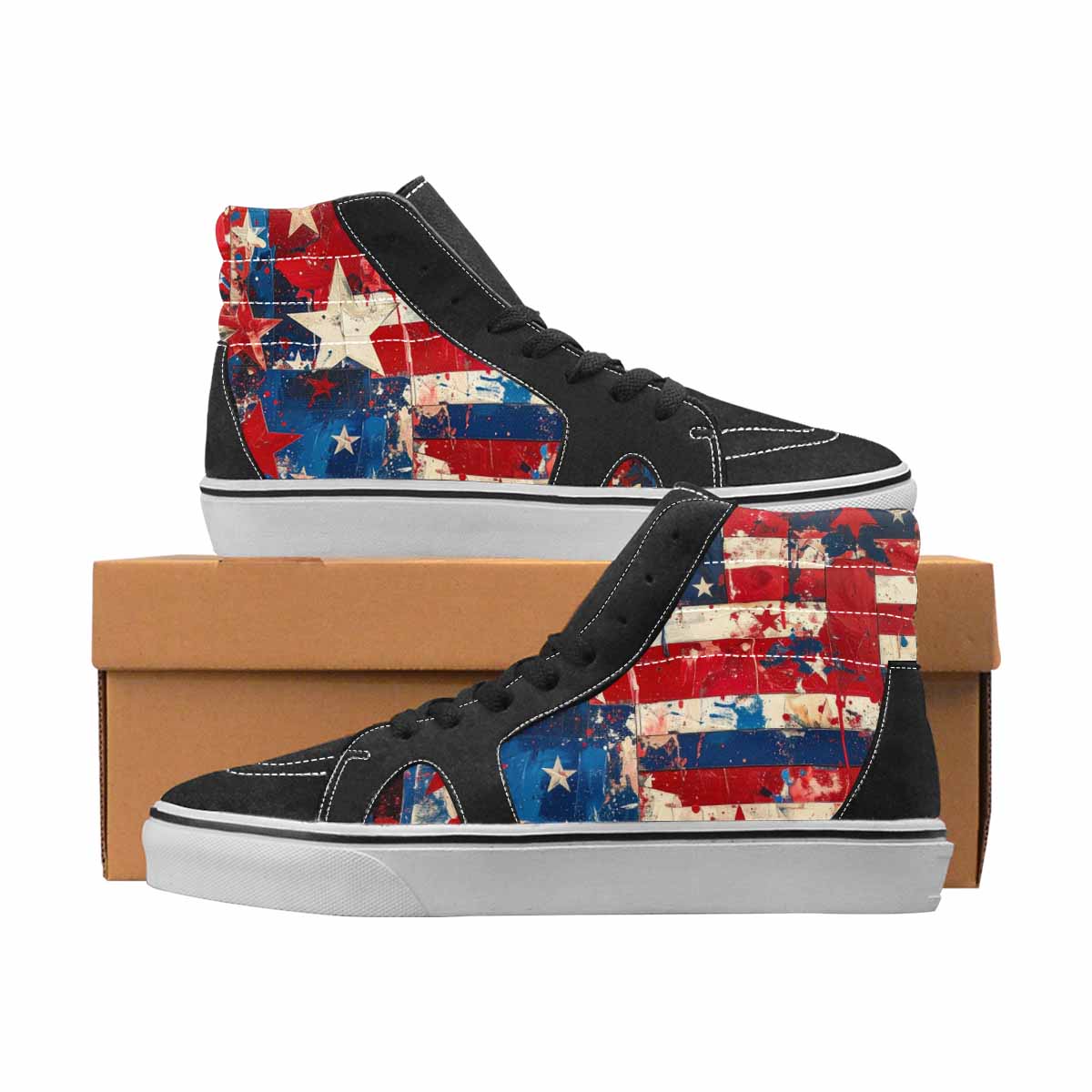 WOMEN'S Patriotic High Top Canvas Custom Design Vivid Custom Streetwear Shoes