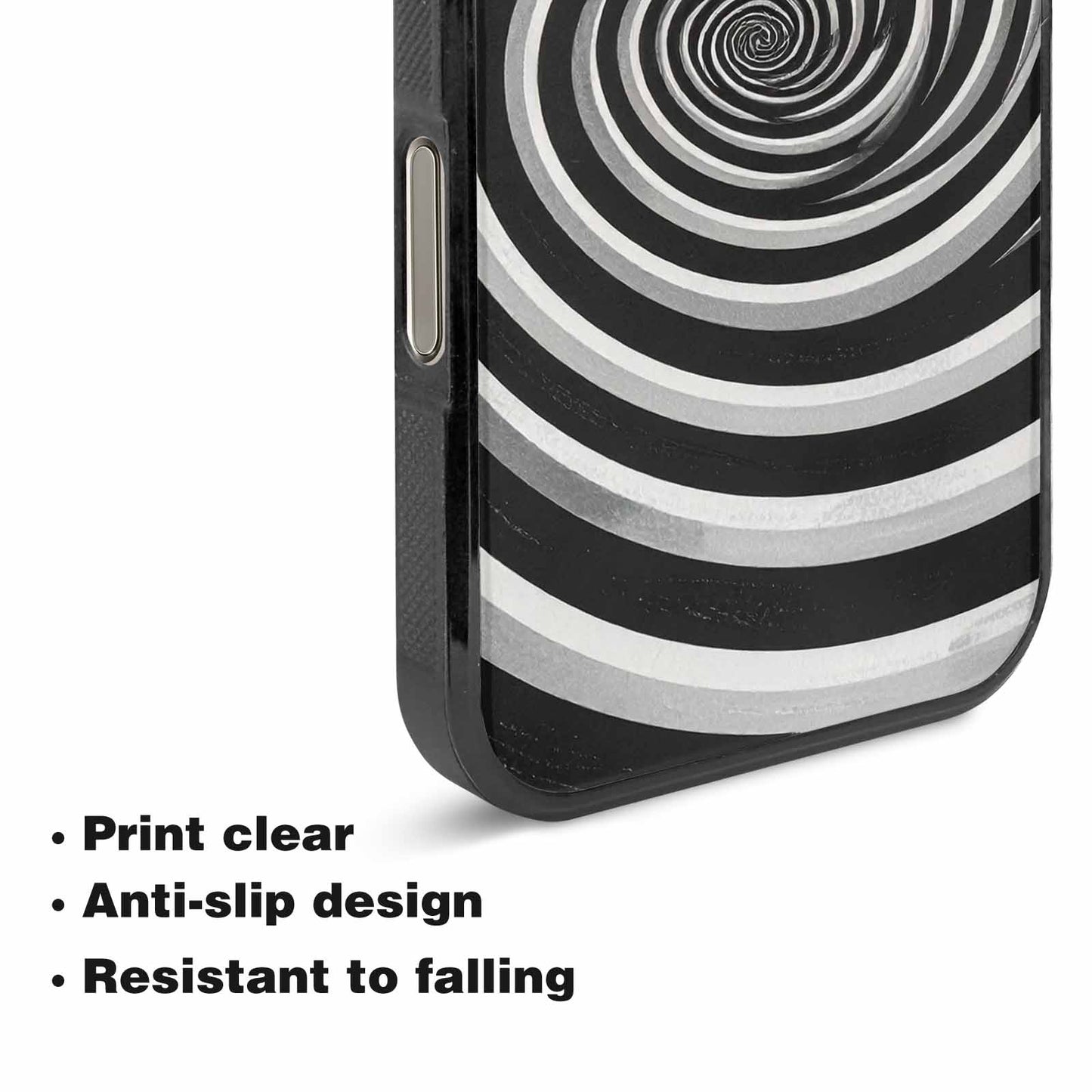 iPhone 16 Pro Max Case — Hypnotic Spiral Optical Illusion Motif High, Custom Printed Phone Case