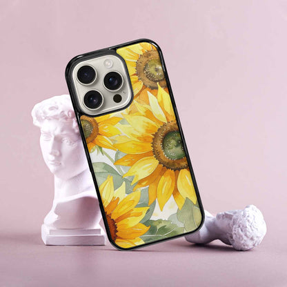 iPhone 16 Pro Case — Sunflowers Watercolor, Custom Designed Case Cover