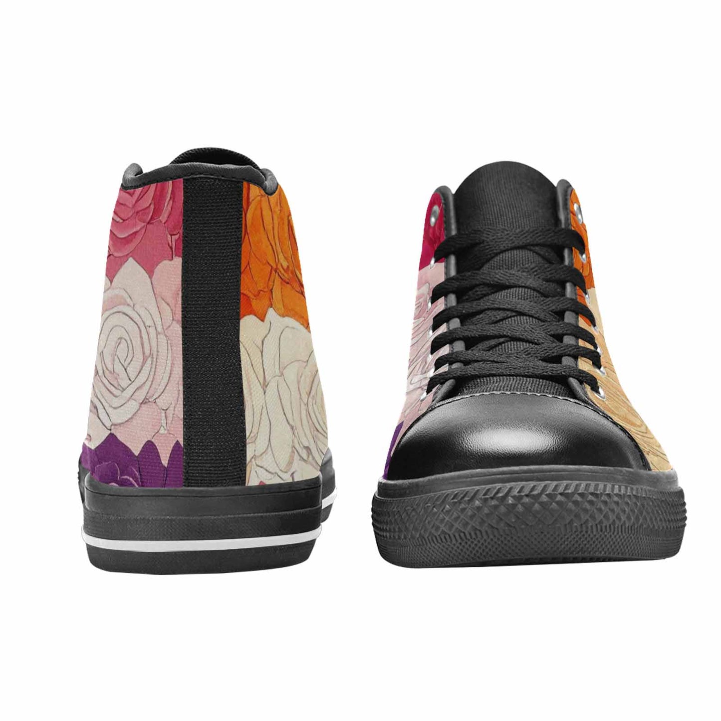 MEN'S Lesbian Flag Color High Top Canvas Dark Academia Sneakers