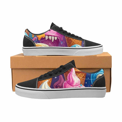 WOMEN'S Melting Icecream Cone Monster Canvas Lace-Up Aesthetic Custom Sneakers
