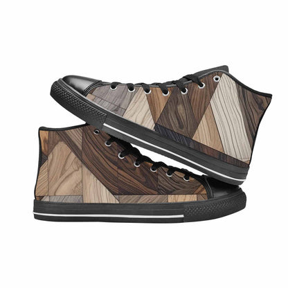 MEN'S Wood Grain Texture High Top Canvas Vibrant Chaos Shoes
