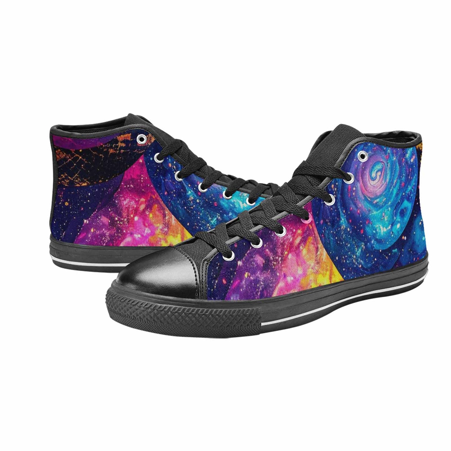 WOMEN'S Galaxy Snake Print High Top Canvas Aesthetic Custom Sneakers