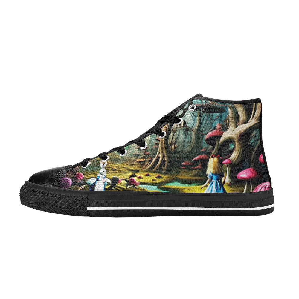 MEN'S Creepy Wonderland Model Art High Top Canvas Vibrant Chaos Custom Shoes